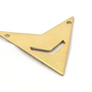 Brass Triangle Pendant, 8 Raw Brass Triangle Pendant With 2 Holes With Chevron (33x33x33x0.80mm) D0084