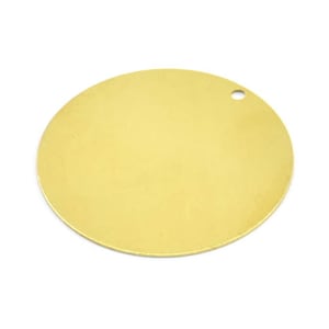 32mm Round Tag, 25 Huge Raw Brass Round Tags with 1 Hole (32mm) Brs 1452-3 A0385