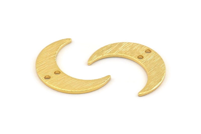 ♧moon♧ Gold Moon Charm, 6 Textured Gold Plated Brass Crescent Moon