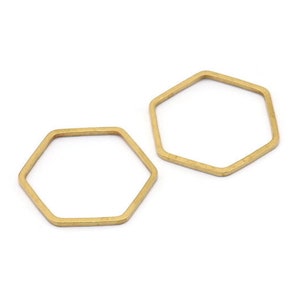 Hexagon Ring Charm, 50 Raw Brass Hexagon Ring Charms (20x1mm) Bs 1225