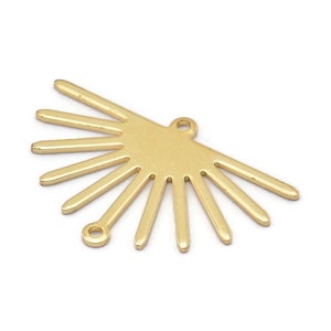Gold Sun Charm, 4 Gold Plated Brass Sun Charms With 2 Loops (19x30x0.80mm) M02324 H0592