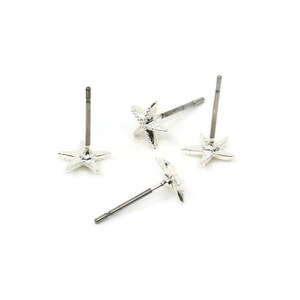 May include: Four silver starfish stud earrings with a post and butterfly backing.