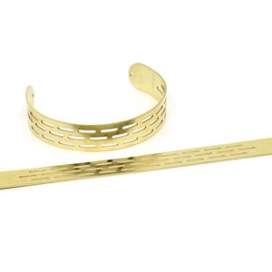 Adjustable Bangle Bracelet, Raw Brass Flat Bracelet With 2 Holes, Raw Brass Bracelet, Brass Bracelet Bangle (145x13x0.80mm) SMP1802