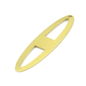 Brass Ellipse Charm, 12 Raw Brass Ellipse Shape Stamping Blank Charms With 1 Hole Earrings, Findings (47x12x0.70mm) B0260
