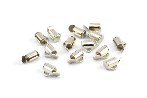 Silver Slide on End, 50 Silver Tone Slide on End Clasps for Seed