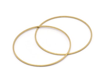 50mm Circle Connectors - 24 Raw Brass Circle Connectors (50x1x1mm) Bs 1083