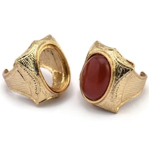 Gold Lord Rings, 1 Gold Plated Lord Ring Setting with Pad Size 21x15mm - Royal Series U052