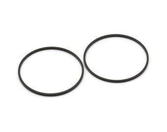 Black Circle Connectors - 12 Oxidized Brass Black Circle Connectors (30x1x1mm) BS 1089 S182