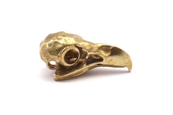 小さな鳥の頭蓋骨、真鍮製の鳥の頭蓋骨ペンダント、（24x11.5x9.5 mm
