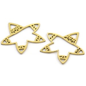 Messing Stern Charm, 24 Rohmessing Seestern Charms, Ohrring-Charms (22x20x0,60 mm) A3104