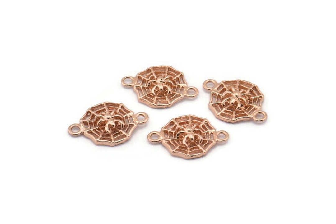Rose Gold Spider Web, 6 Rose Gold Plated Spider and Web Connectors ...