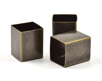 Geometric Spacer Beads, 6 Huge Antique Brass Plated Brass Square Tubes (16x20mm) Bs 1524