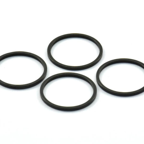 Black Circle Connectors, 25 Oxidized Brass Black Circle Connectors (17x1x1mm) Bs 1097 S214