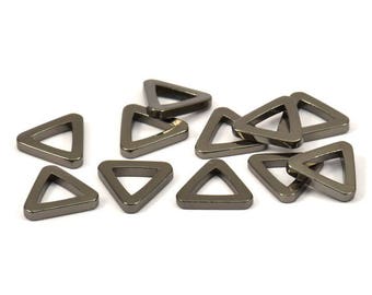 Triangle Charm - 8 Black Plated Brass Triangle Charms (13x2mm) D0020