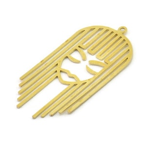 Brass Face Charm, Raw Brass Face Charms With 1 Loop, Face Earrings (43x21x0.60mm) SMP1573