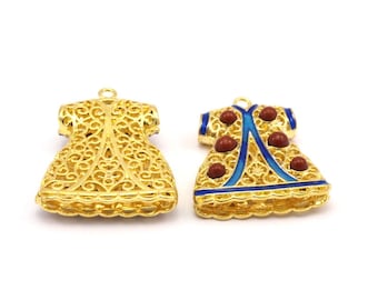Pendente Caftano in ottone smaltato (38 x 28 mm) R061 B-3