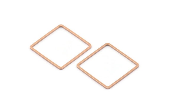 ハンドメイドコネクター Square Geometric Charm, 12 Rose Gold Plated Brass Square