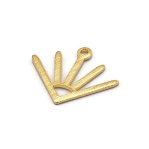 Gold Sun Charm, 8 Textured Gold Plated Brass Sun Charms With 1 Loop (18x15x0.80mm) M02426