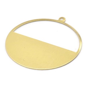 Brass Circle Charm, 4 Raw Brass Circle Charms With 1 Loop, Pendants, Earrings, Findings (41x38x0.6mm) M02055