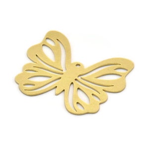 Ciondolo a forma di farfalla in ottone, 4 ciondoli a forma di farfalla in ottone grezzo con 1 anello, accessori per orecchini (27x34x0,60 mm) SMP0341