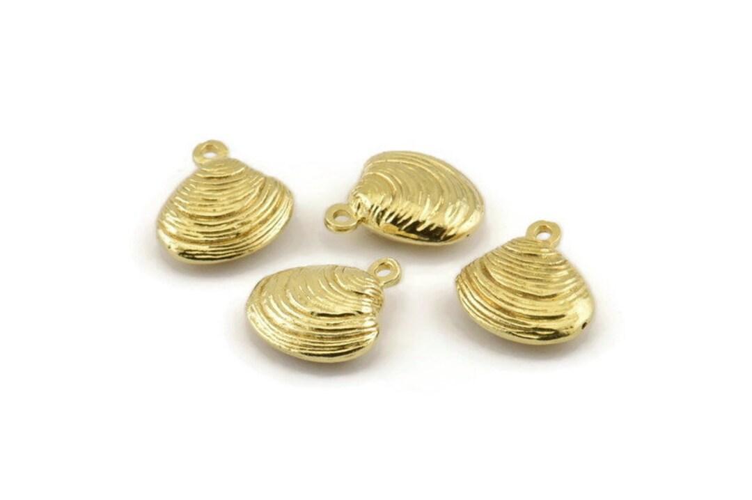 Shell Real Charms Brass Shell Charm, Raw Brass Shell Charms With 1 Loop, Earrings ...