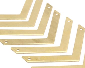 May include: A set of ten gold-colored metal corner brackets. The brackets are arranged in a staggered pattern, with the largest bracket at the top and the smallest bracket at the bottom.