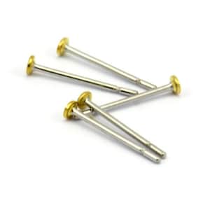 Earring Post Stud, 100 316L Stainless Steel Earring Posts With Raw Brass 2mm Flat Pad, Ear Studs ( A0355 )
