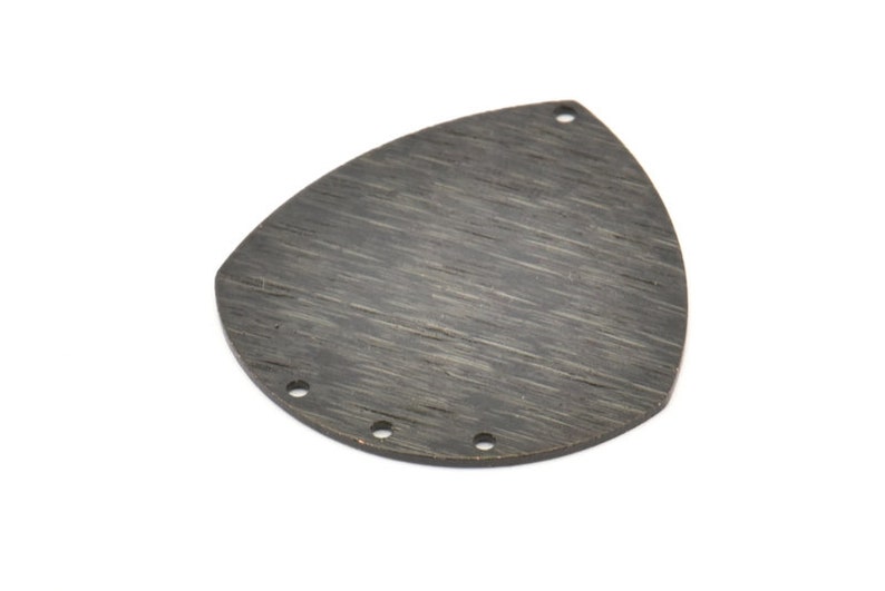D735 S953 Pendants 36x33x0.80mm Black Badge Charm Earrings 2 Oxidized Black Brass Textured Badge Connectors With 4 Holes