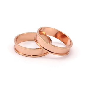 Rose Gold Channel Ring - 1 Rose Gold Plated Brass Channel Ring Setting (19mm) N0481 Q0115