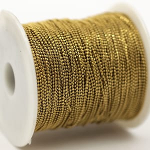 Cadena de bolas de latón de 1 mm, 90 metros (1 mm) Cadena de bolas facetadas de latón crudo - Brs 4 (Z006)