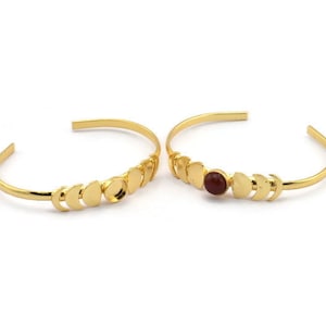 Gold Moon Cuff, Gold Plated Brass Moon Phases Cuff Stone Setting With 1 Pad -  Pad Size 8mm N1143 Q0990