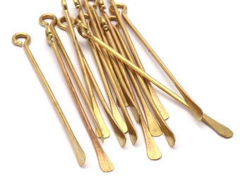 Paddle Eye Pins, 12 Raw Brass Paddle Eye Pins Customized Size  (20-25-30-35-40-45-50-55-60mm) Bs-1215