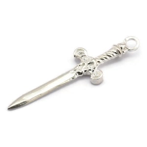 Knight&#39;s Sword Pendant, 2 925 Silver Sword Charms (36x10mm) N0248