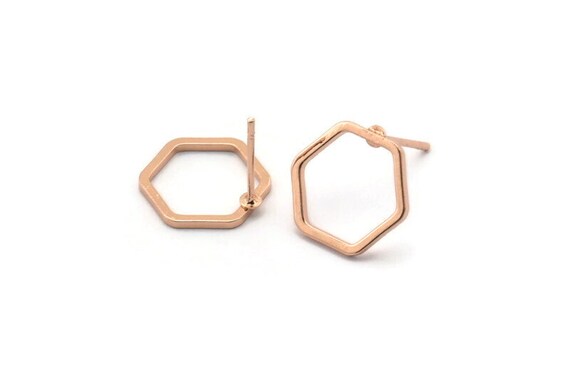 Rose gold hexagon clearance earrings