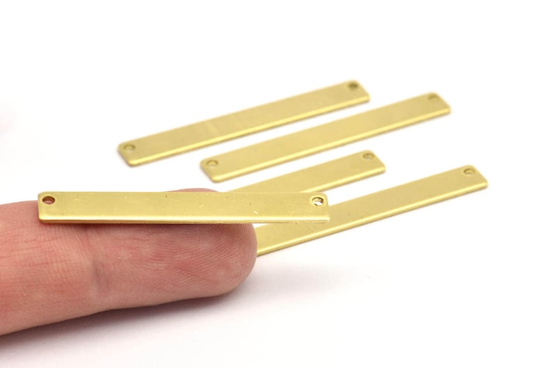 6x44x1mm Brass Personalized Bar 24 Raw Brass Stamping Necklace Blanks With 2 Holes D229