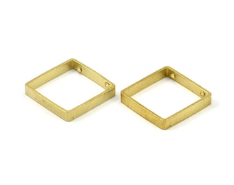 Square Brass Charm 12 Raw Brass Square Connectors with 2 Holes (18x3x0.80mm) BS 1740