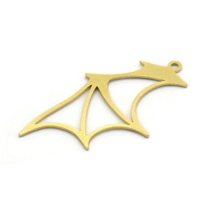 Brass Wing Charm, 8 Raw Brass Bat Wing Charms With 1 Loop, Charm Pendants (35x19.5x0.60mm) A6762