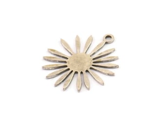 Silver Flower Charm, 12 Antique Silver Plated Brass Flower Charms With 1 Loop, Charm Pendants (20x17x0.60mm) A3292