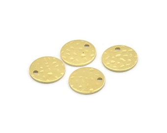 Brass Round Charm, 24 Hammered Raw Brass Round Charms With 1 Hole, Findings (12x0.80mm) M01519