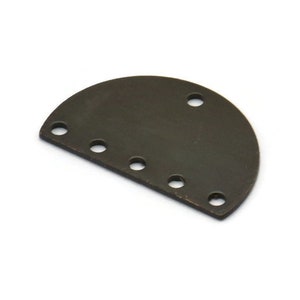 Semi Circle Charm, 8 Oxidized Black Brass Half Moon Connectors With 6 Holes (22x14x0.80mm) M01548