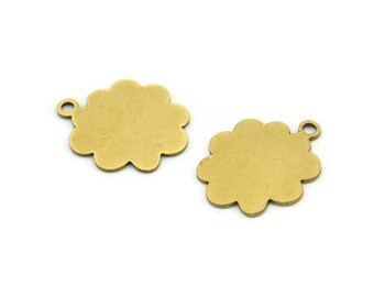 Brass Cloud Charm, 12 Raw Brass Cloud Shaped Charms With 1 Loop, Earring Charms (16x13x0.60mm) A3421