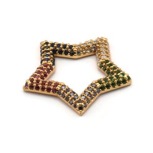 Gold Star Blank, Gold Plated Star, Cubic Zircon, CZ Pave Star Blank, Zircon Blank (22x23x2.5mm) SY0099