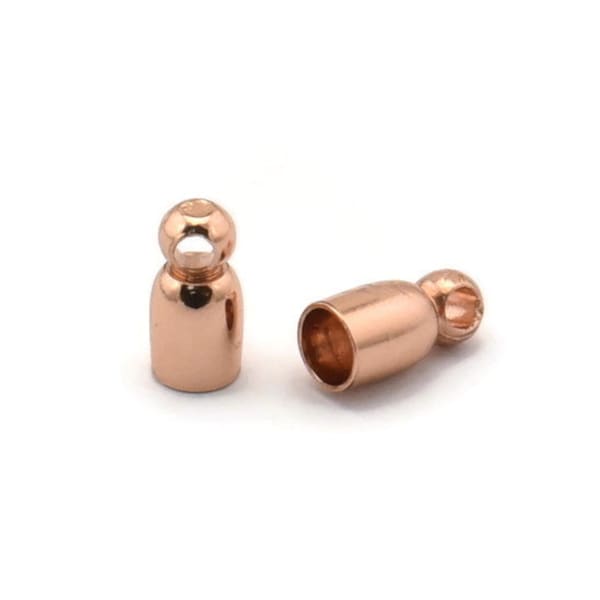 Gold End Caps, 25 Rose Gold Plated Brass End Cap, Cord Tip Cord Ends (8x4mm) Bs-1659 Q0653