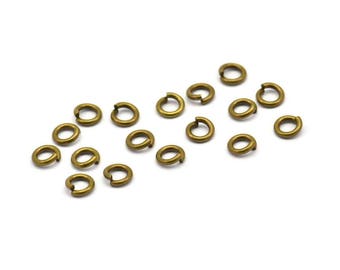 5mm Jump Ring - 100 Antique Brass Round Jump Ring Connectors Findings (5x1mm) A0376