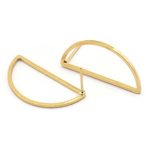 Semi Circle Earring, 4 Gold Plated Brass Semi Circle Stud Earrings (30x15x1.2mm) Bs 1173 A1371 Q0952