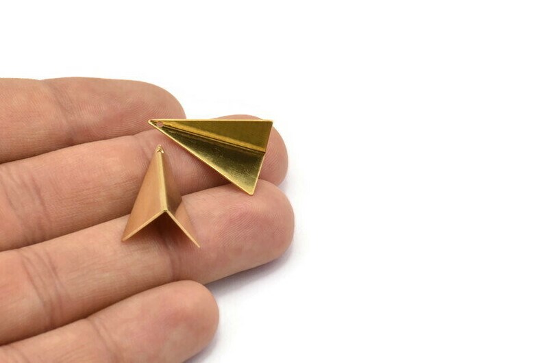 24mm 10 Raw Brass Gometric Triangles Bs 1339