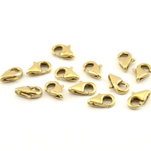 Brass Parrot Clasp, 10 Raw Brass Lobster Claw Clasps (9x5mm) A1350