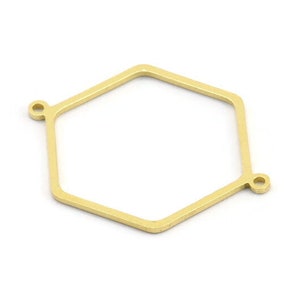 Brass Hexagon Connector, 12 Raw Brass Hexagon Shaped Connectors With 2 Loops, Earring Findings, Geometric Connectors (35x26x1mm) A3002