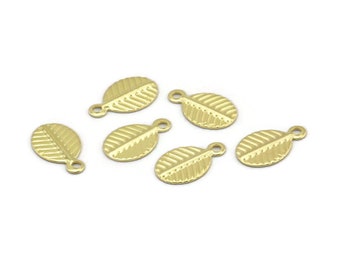 Brass Leaf Charm, 50 Raw Brass Leaf Charms (10.5x6.5mm) A0155