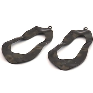 Black Drop Charm, 8 Oxidized Black Brass Irregular Charms With 1 Loop, Earrings, Pendants, Findings (32x18x0.60mm) D1260 S1075